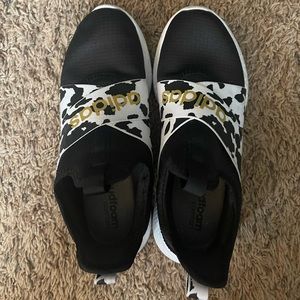 Adidas Cloudfoam Comfort Slip On Cow Print Running Sneakers